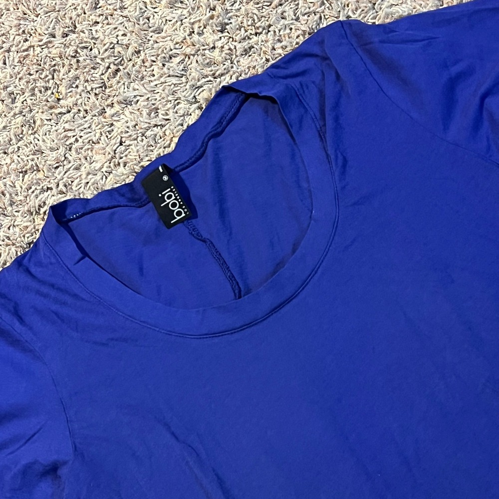 Bobi Los Angeles Womens Cobalt Blue Scoop Neck High Low‎ Short Sleeve Tee Size M
